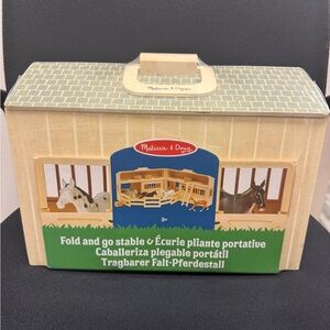 NEW Melissa & Doug Fold & Go Wooden Horse Stable